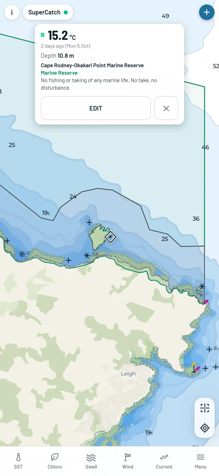A marine reserve tapped, with its rules on the card