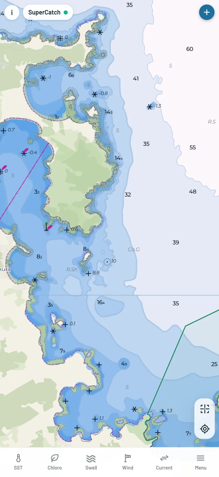 Seabed type on the chart