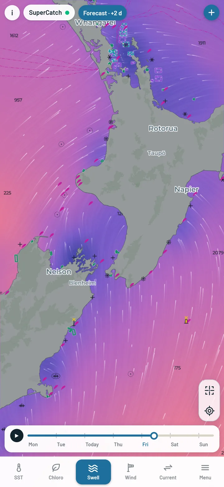 The forecast slider on sea height