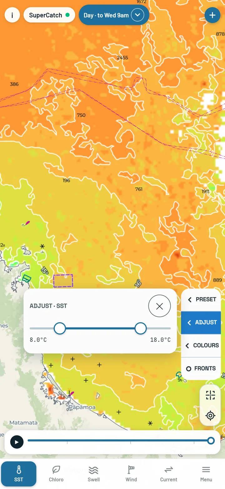 Adjust open on SST: a two-handle temperature slider