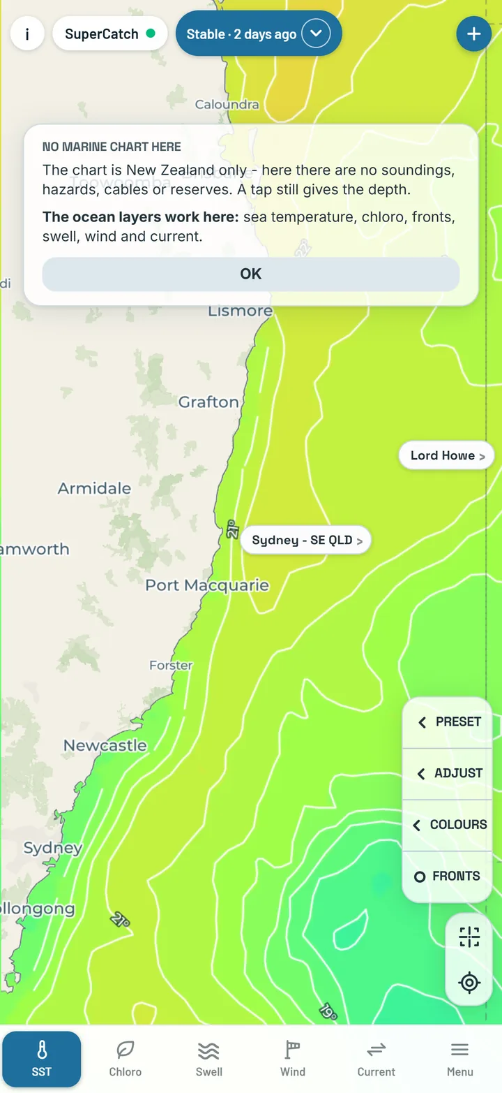 SST Stable over Australian waters