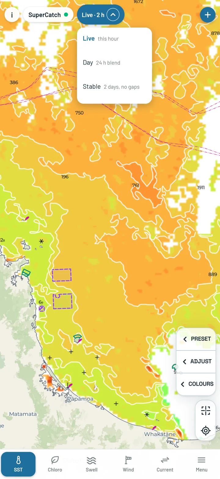 The SST version menu: Live, Day and Stable